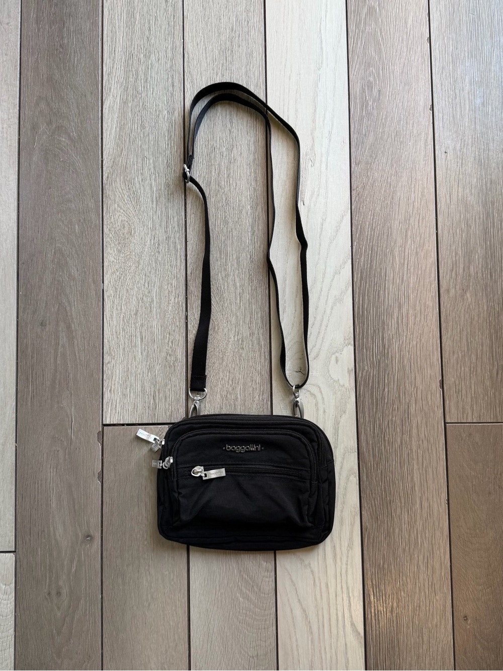 Baggallini black Triple Zip Bagg convertible crossbody bag.